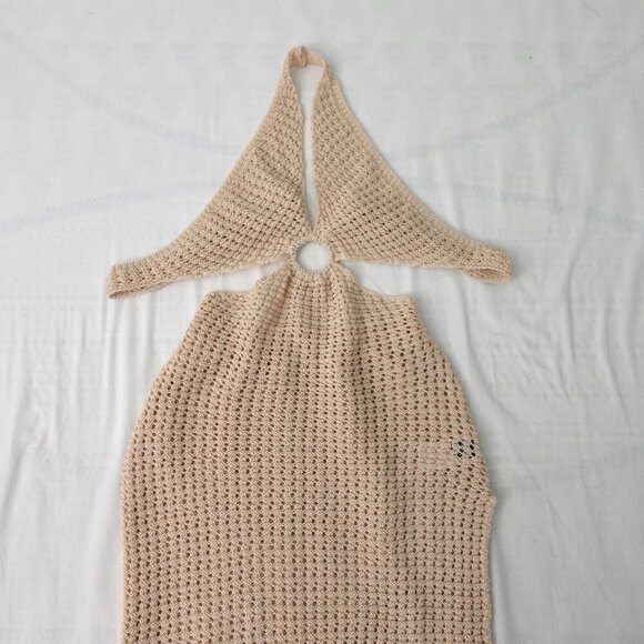 NWT Swim Ring Linked Cut Out Tie Backless Split Thigh Cover Up Dress - Picture 6 of 6